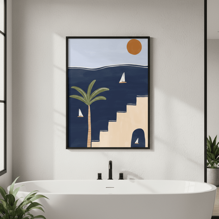 Sailboats on Ocean by Ivy Green Illustrations wall - art - picture - poster