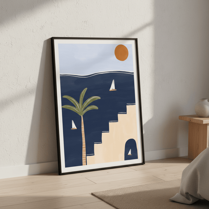 Sailboats on Ocean by Ivy Green Illustrations wall - art - picture - poster