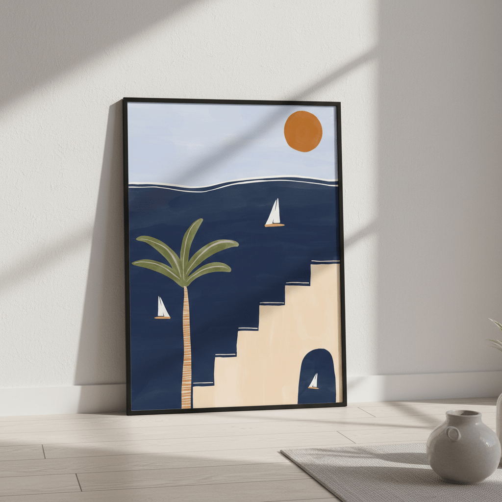 Sailboats on Ocean by Ivy Green Illustrations wall - art - picture - poster