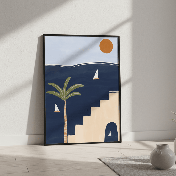 Sailboats on Ocean by Ivy Green Illustrations wall - art - picture - poster