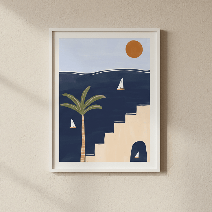 Sailboats on Ocean by Ivy Green Illustrations wall - art - picture - poster
