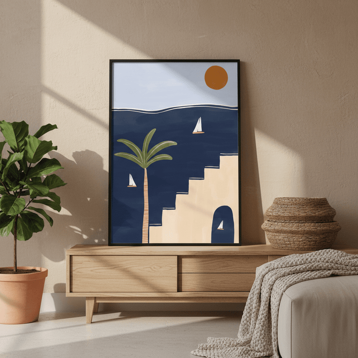 Sailboats on Ocean by Ivy Green Illustrations wall - art - picture - poster