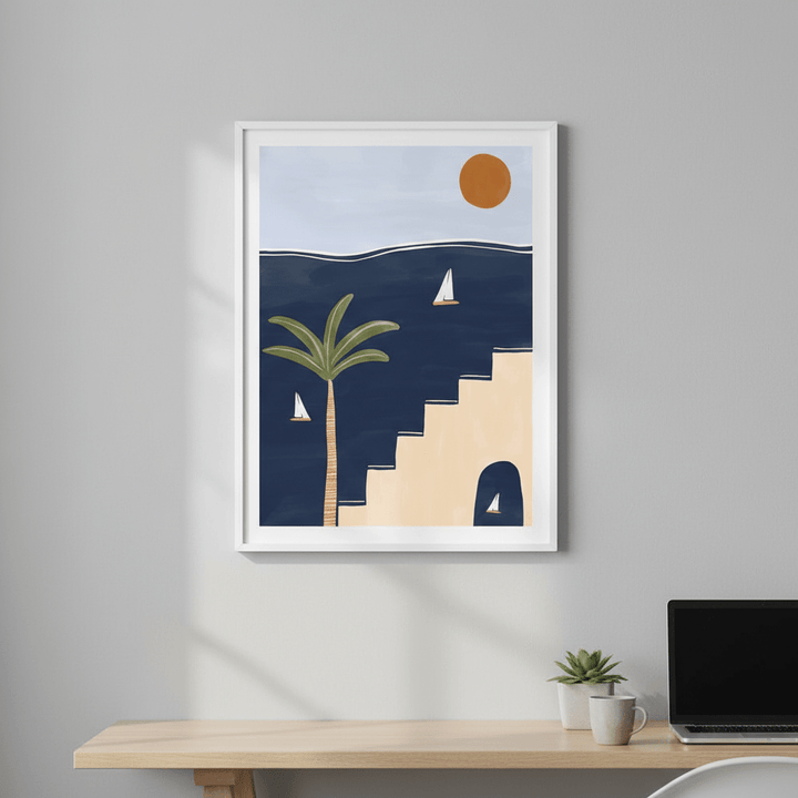 Sailboats on Ocean by Ivy Green Illustrations wall - art - picture - poster