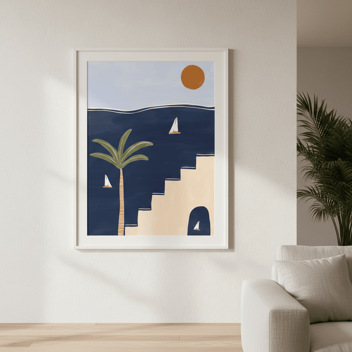 Sailboats on Ocean by Ivy Green Illustrations wall - art - picture - poster