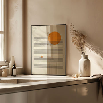 sailing nordic orange minamlistic print kitchen wall art