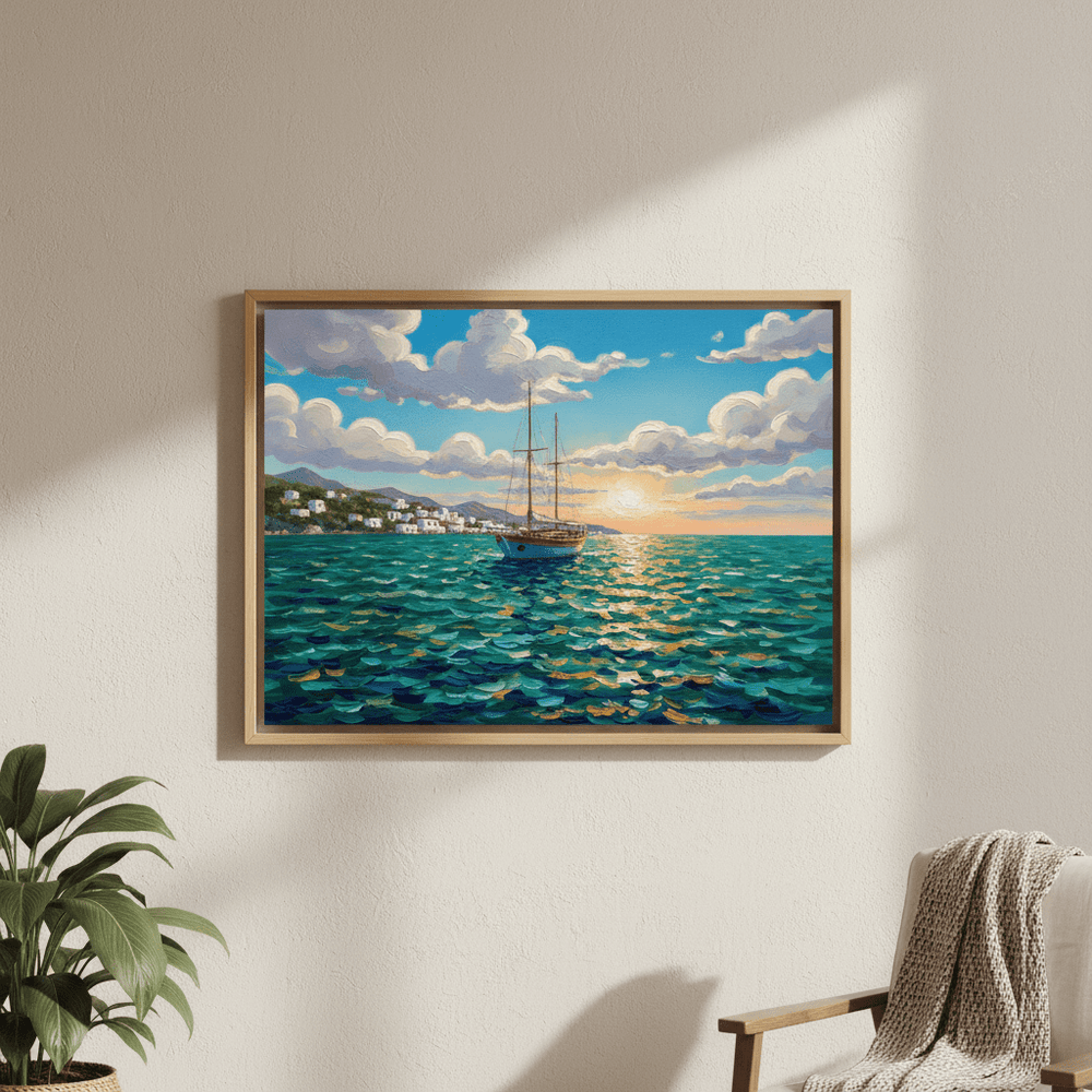 Sailing the Amalfi Brushstrokes Oil Painting Wall Art Print wall - art - picture - poster