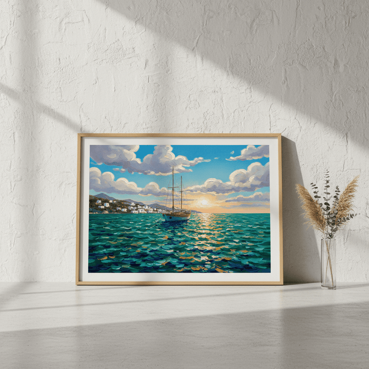 Sailing the Amalfi Brushstrokes Oil Painting Wall Art Print wall - art - picture - poster