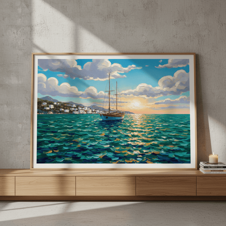 Sailing the Amalfi Brushstrokes Oil Painting Wall Art Print wall - art - picture - poster