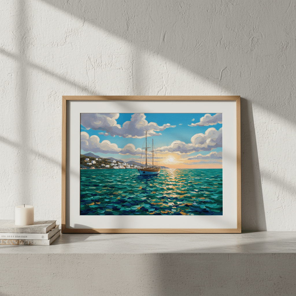 Sailing the Amalfi Brushstrokes Oil Painting Wall Art Print wall - art - picture - poster