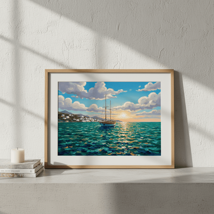 Sailing the Amalfi Brushstrokes Oil Painting Wall Art Print wall - art - picture - poster