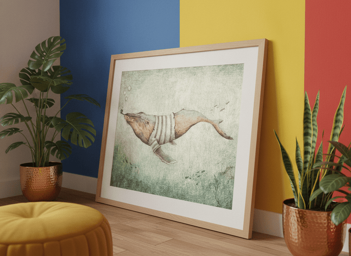 Bold wall art styled in a colourful, eclectic modern home