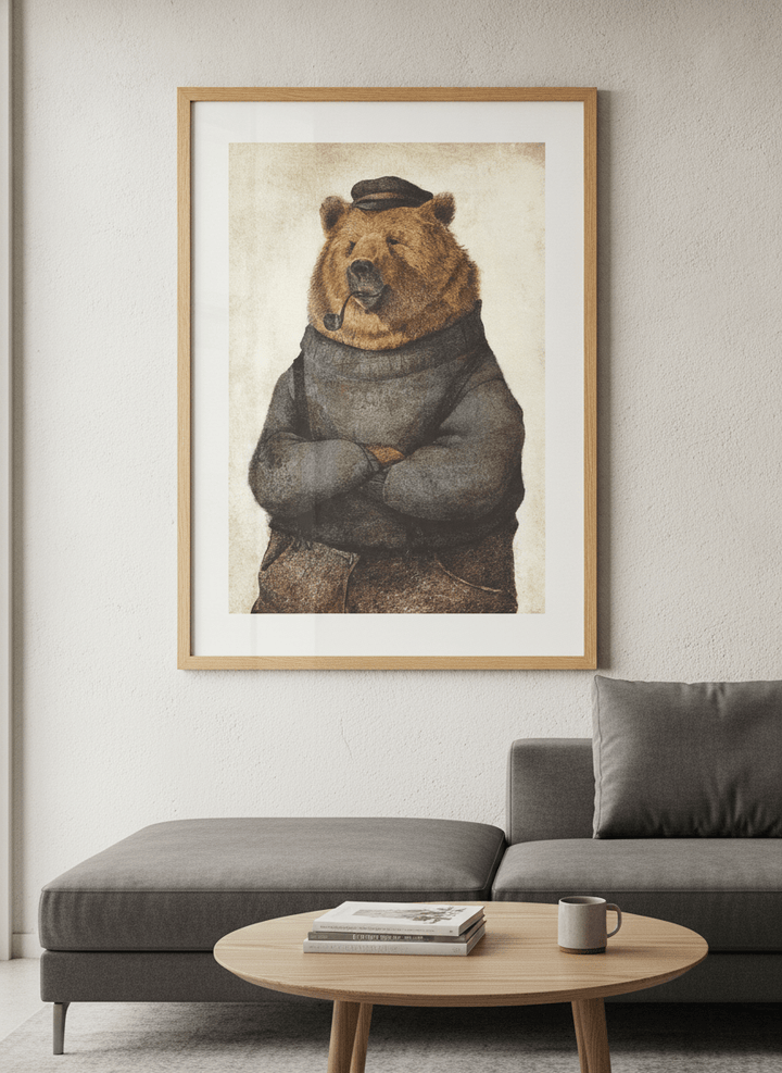 Modern wall art styled above a sofa in a neutral living room