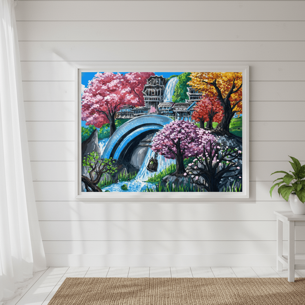 Sakura Falls Sanctuary by Angelina Ngo wall - art - picture - poster