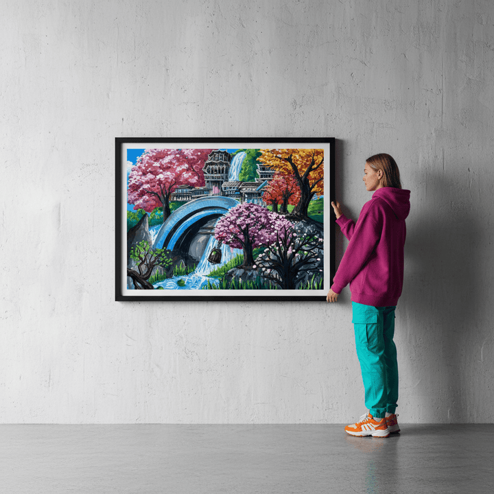Sakura Falls Sanctuary by Angelina Ngo wall - art - picture - poster