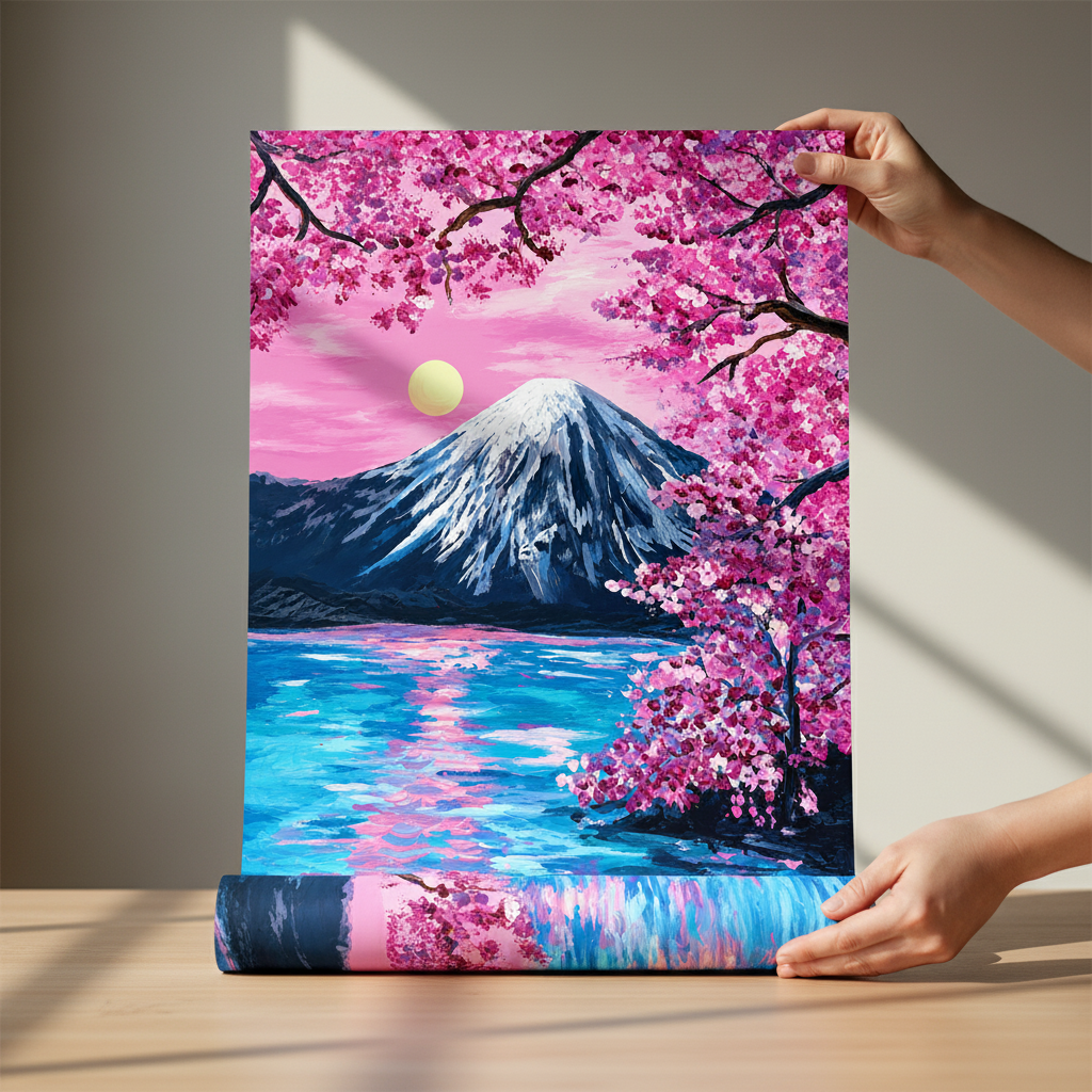 Sakura Moon Over Fuji by Angelina Ngo wall - art - picture - poster