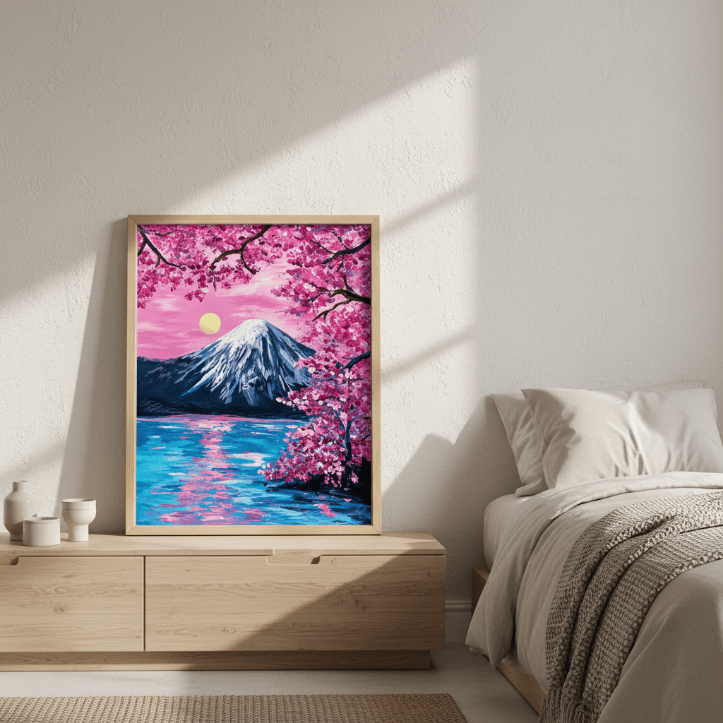 Sakura Moon Over Fuji by Angelina Ngo wall - art - picture - poster