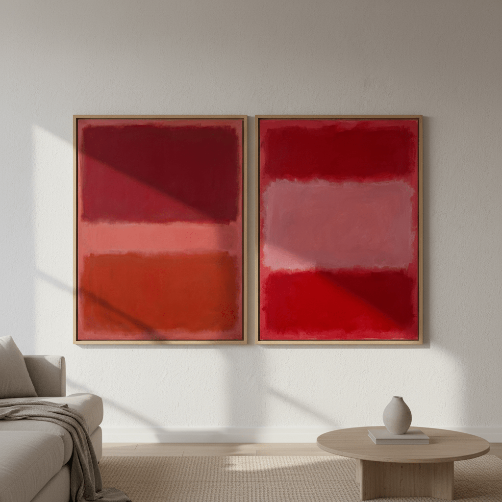 Salmon Haze Pair Mark Rothko Inspired Prints wall - art - picture - poster