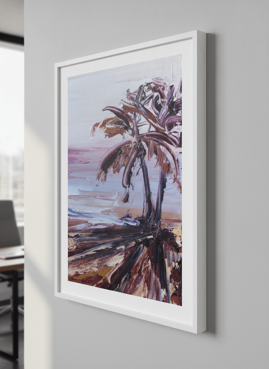 Contemporary wall art featured in a bright modern office workspace