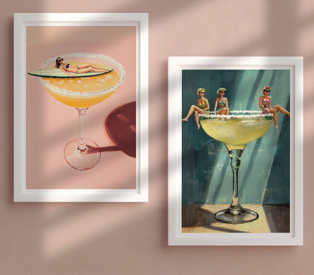 Salt Rim Margarita Dreams Set of 2 Prints wall - art - picture - poster