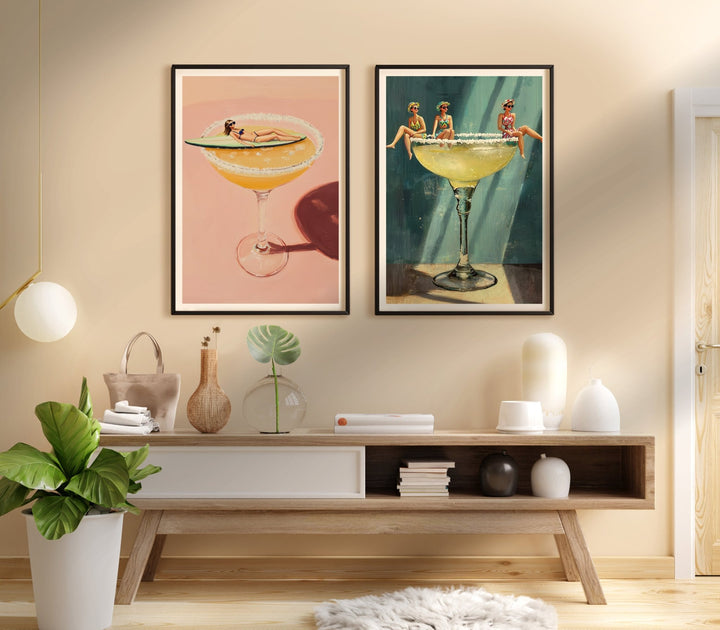 Salt Rim Margarita Dreams Set of 2 Prints wall - art - picture - poster