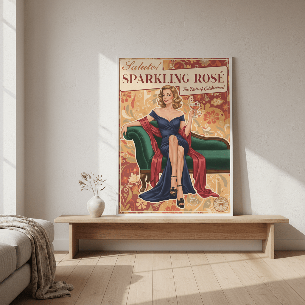 Salute Sparkling Rose Vintage Ad Poster wall - art - picture - poster