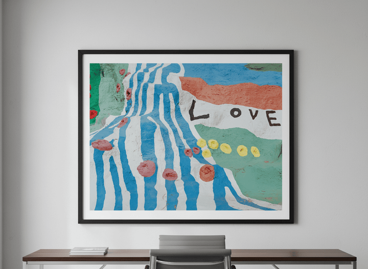 Contemporary wall art featured in a bright modern office workspace