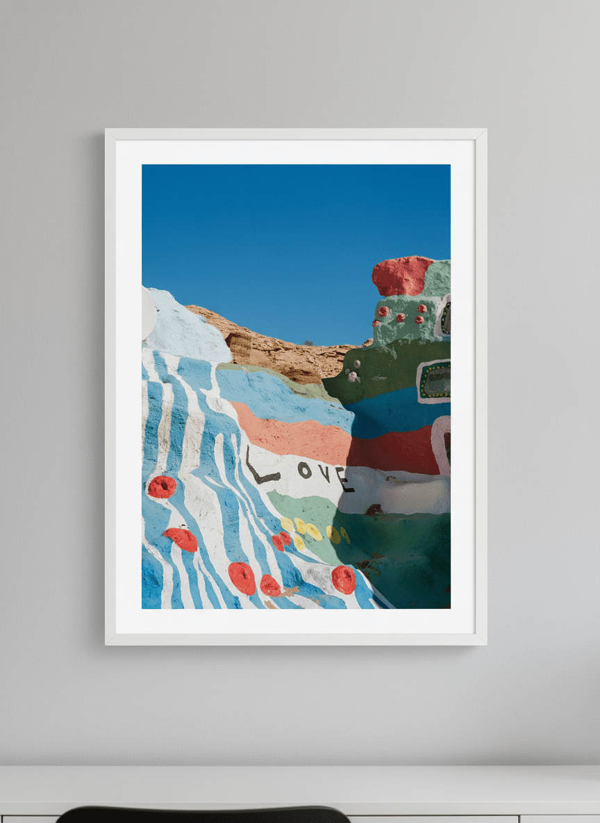 Contemporary wall art featured in a bright modern office workspace