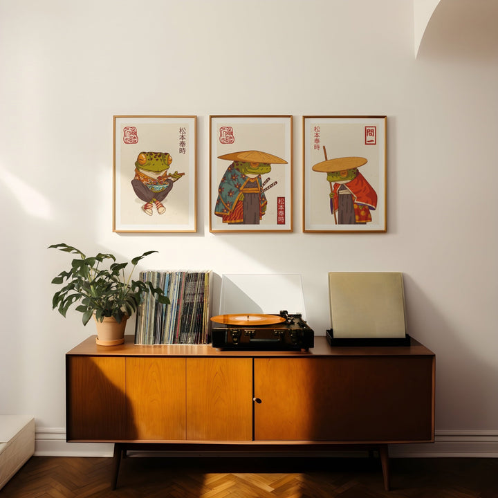 Samurai Frog Trio Wall Prints - Set of 3 - Style My Wall