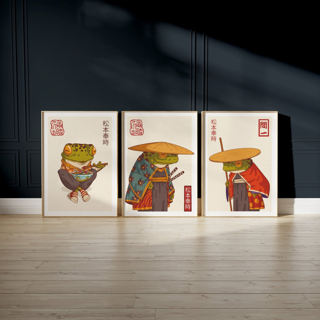 Samurai Frog Trio Wall Prints - Set of 3 - Style My Wall