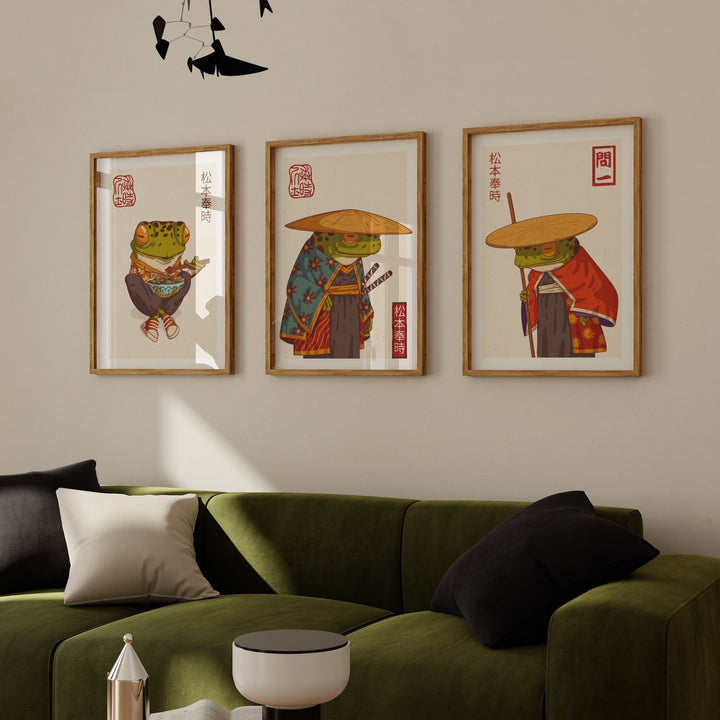 Samurai Frog Trio Wall Prints - Set of 3 - Style My Wall