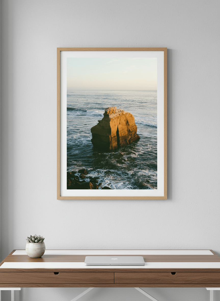 Contemporary wall art featured in a bright modern office workspace