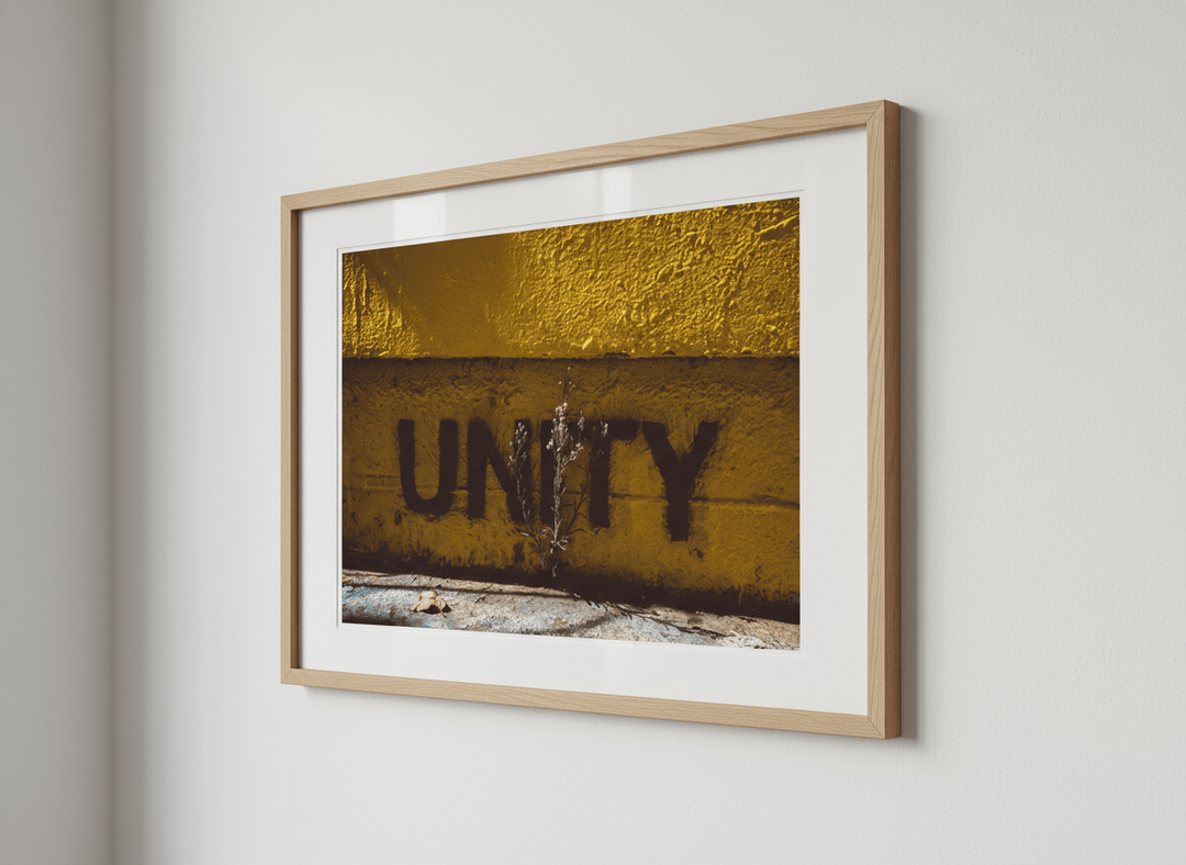 Contemporary wall art featured in a bright modern office workspace