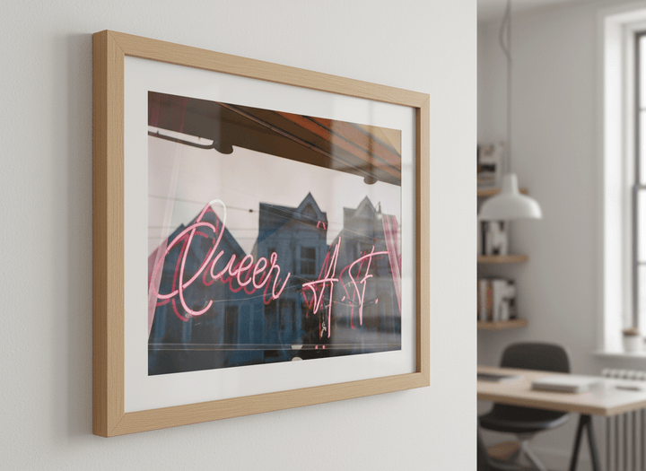 Contemporary wall art featured in a bright modern office workspace