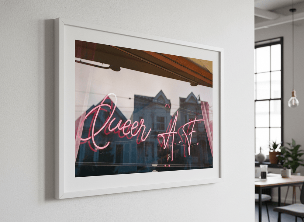 Contemporary wall art featured in a bright modern office workspace
