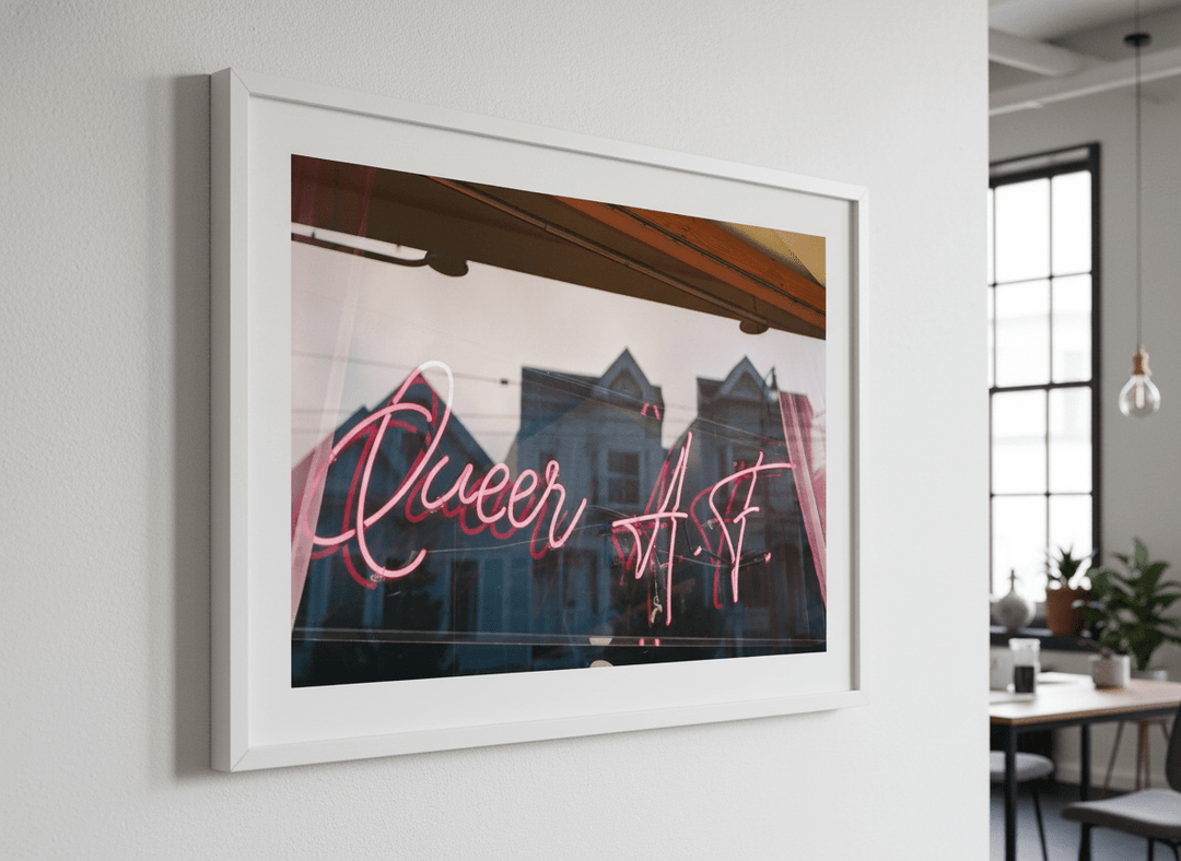 Contemporary wall art featured in a bright modern office workspace