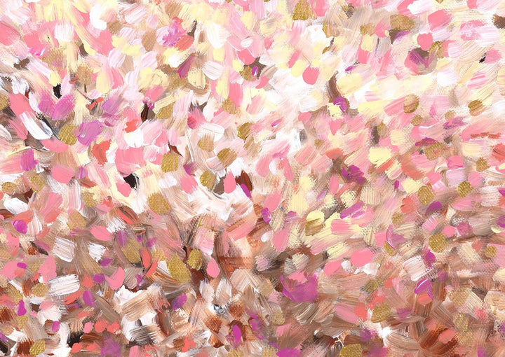 Close-up of pink and gold confetti framed
