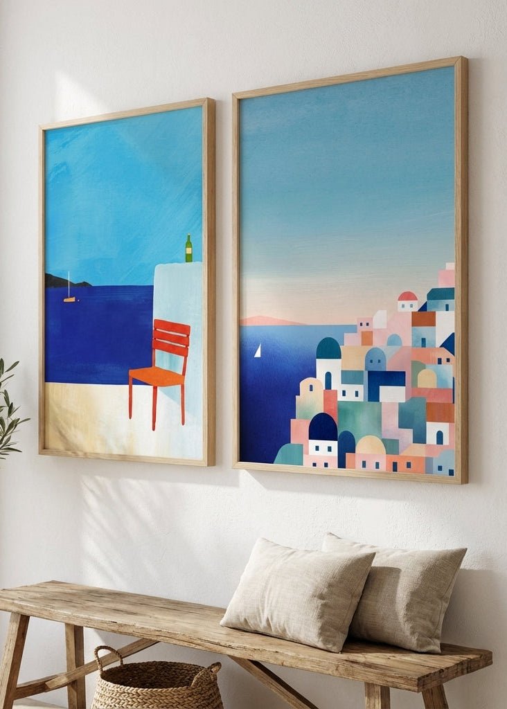 Santorini Abstract Pair by Henry Rivers