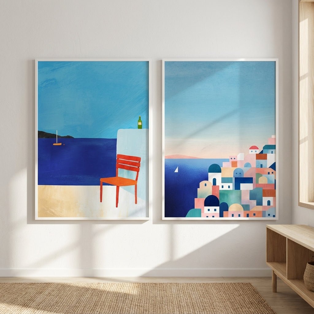 Santorini Abstract Pair by Henry Rivers wall - art - picture - poster