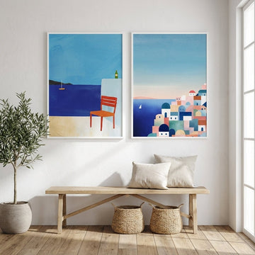 Santorini Abstract Pair by Henry Rivers wall - art - picture - poster