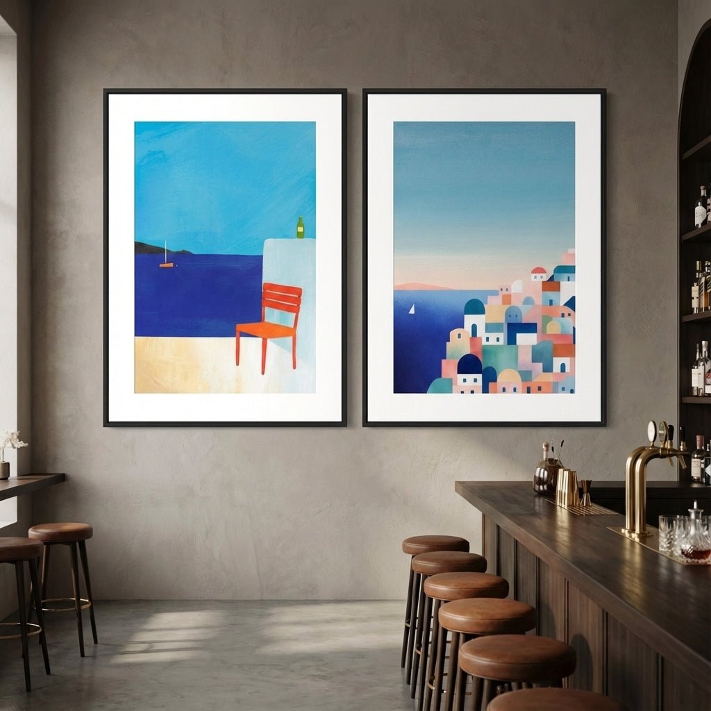 Santorini Abstract Pair by Henry Rivers wall - art - picture - poster