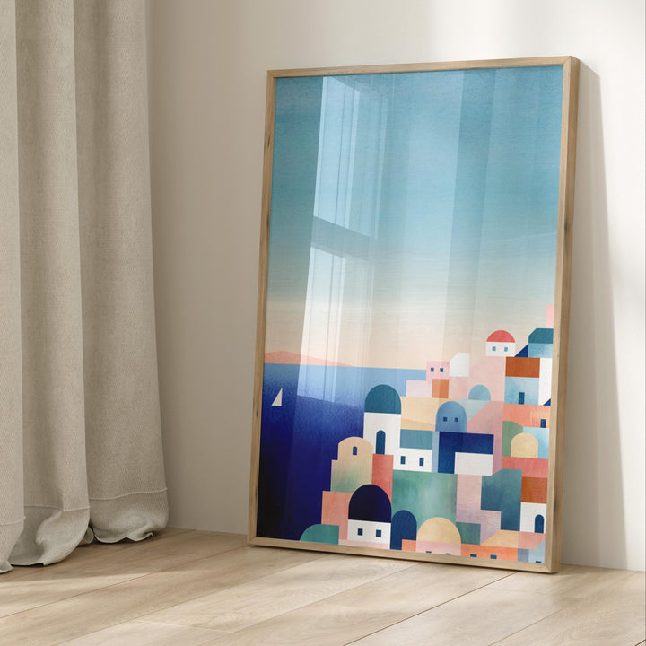 Abstract artwork on a wall with a neutral background