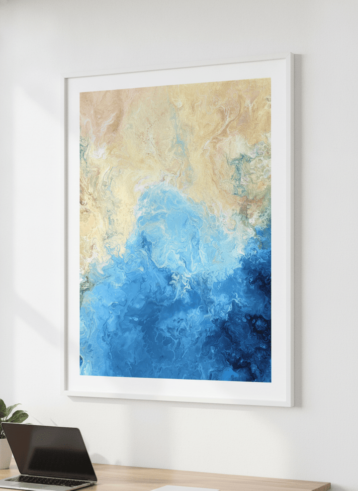 Contemporary wall art featured in a bright modern office workspace