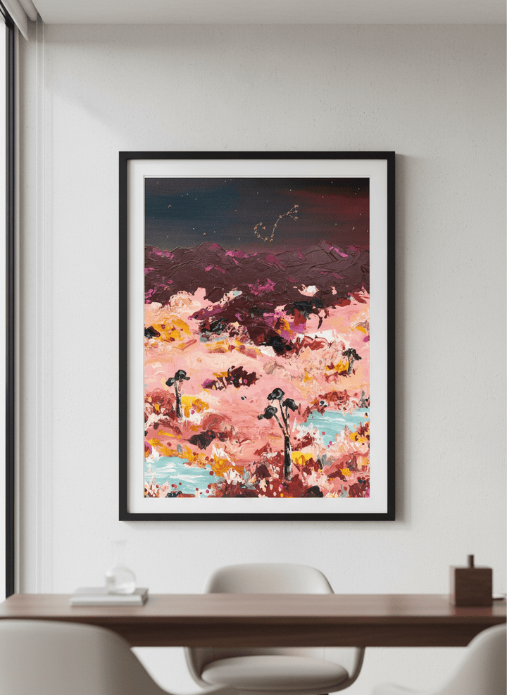Contemporary wall art featured in a bright modern office workspace