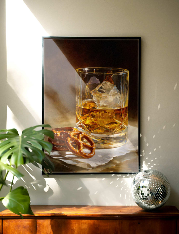 Scotch and Pretzels Oil Painting Illustration wall - art - picture - poster