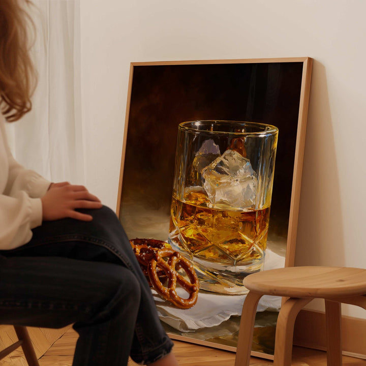 Scotch and Pretzels Oil Painting Illustration wall - art - picture - poster