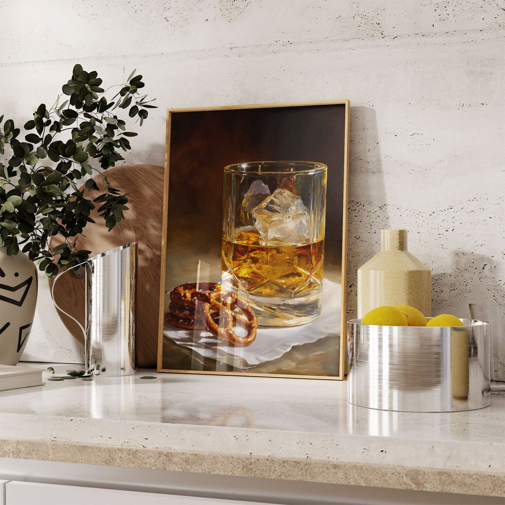 Scotch and Pretzels Oil Painting Illustration wall - art - picture - poster