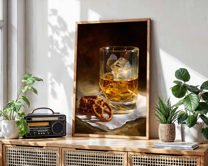 Scotch and Pretzels Oil Painting Illustration wall - art - picture - poster