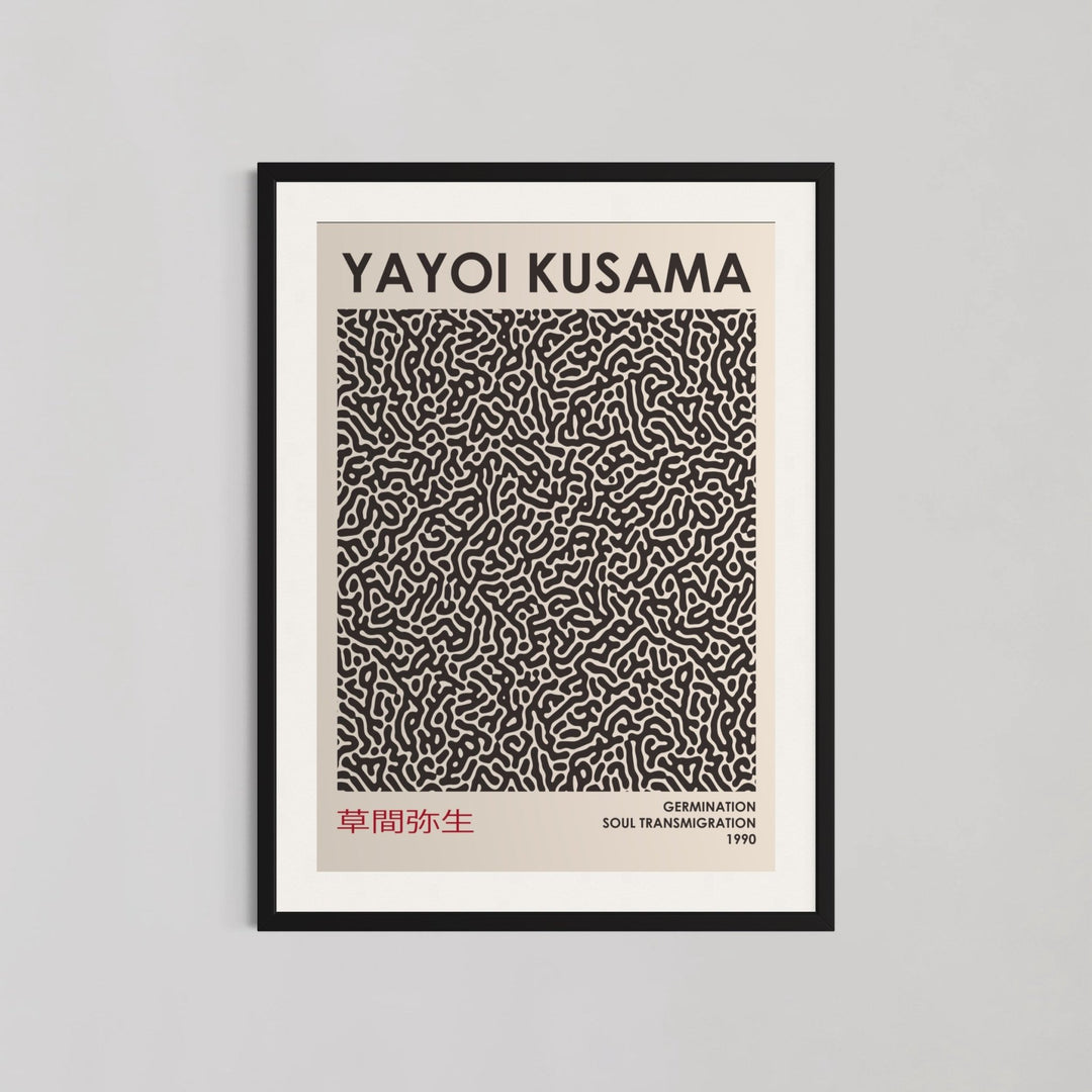 Seamless Pattern Monochrome Bedroom Wall Art By Yayoi Kusama - Style My Wall