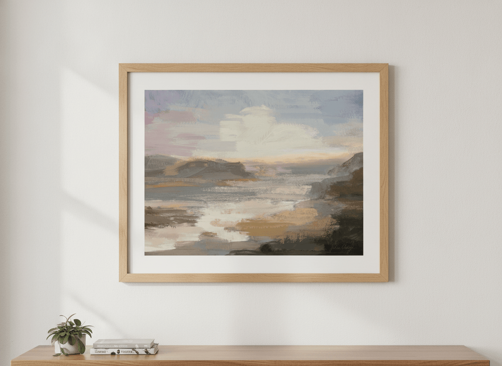 Contemporary wall art featured in a bright modern office workspace
