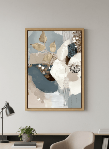 Contemporary wall art featured in a bright modern office workspace